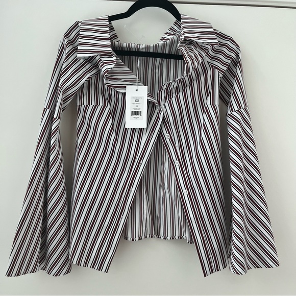 NWT Caroline Constas Persephone off the shoulder top blouse XS - Picture 3 of 10